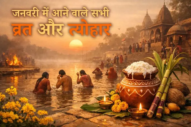 जनवरी मास में मनाए जाने वाले हिंदू व्रत और त्योहारों का सांकेतिक दृश्य