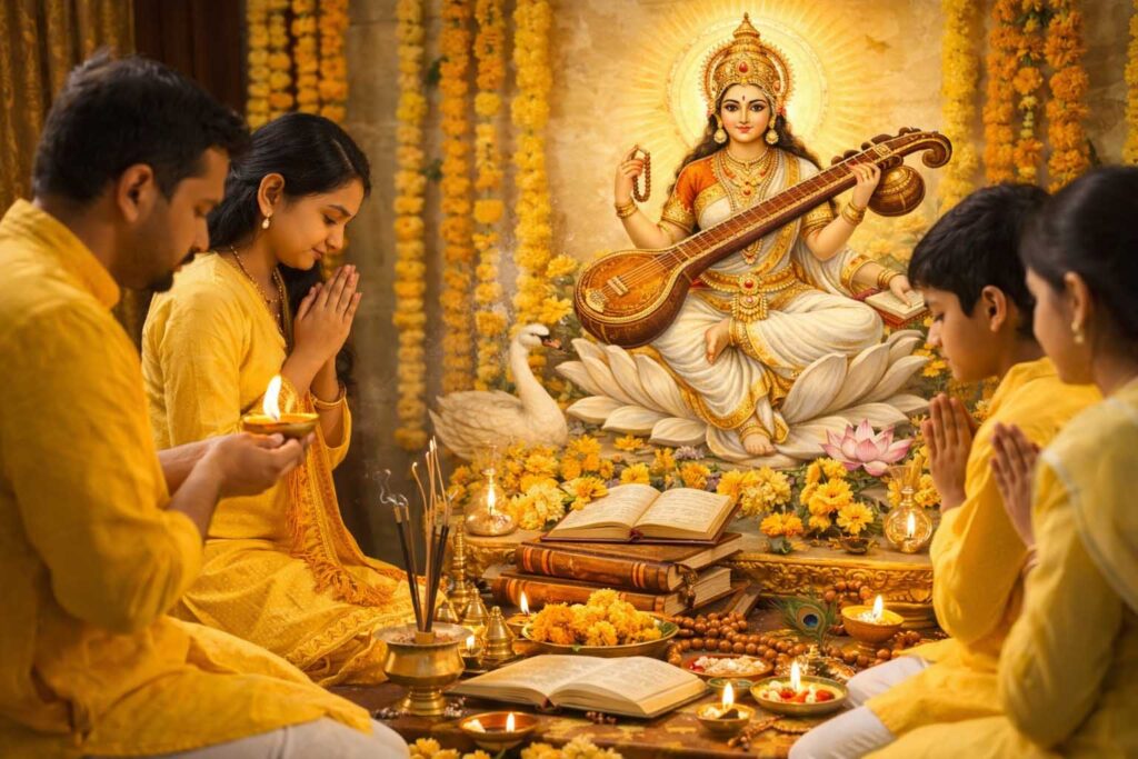 बसंत पंचमी 2026 पर माँ सरस्वती की पूजा