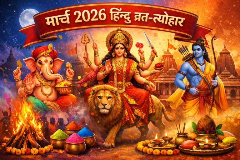 मार्च 2026 के सभी हिन्दू व्रत-त्योहार और उनकी तिथियाँ