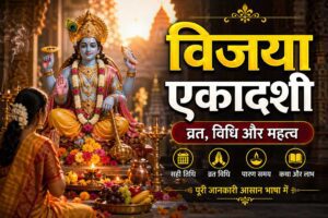 विजया एकादशी व्रत विधि और भगवान विष्णु पूजा दृश्य
