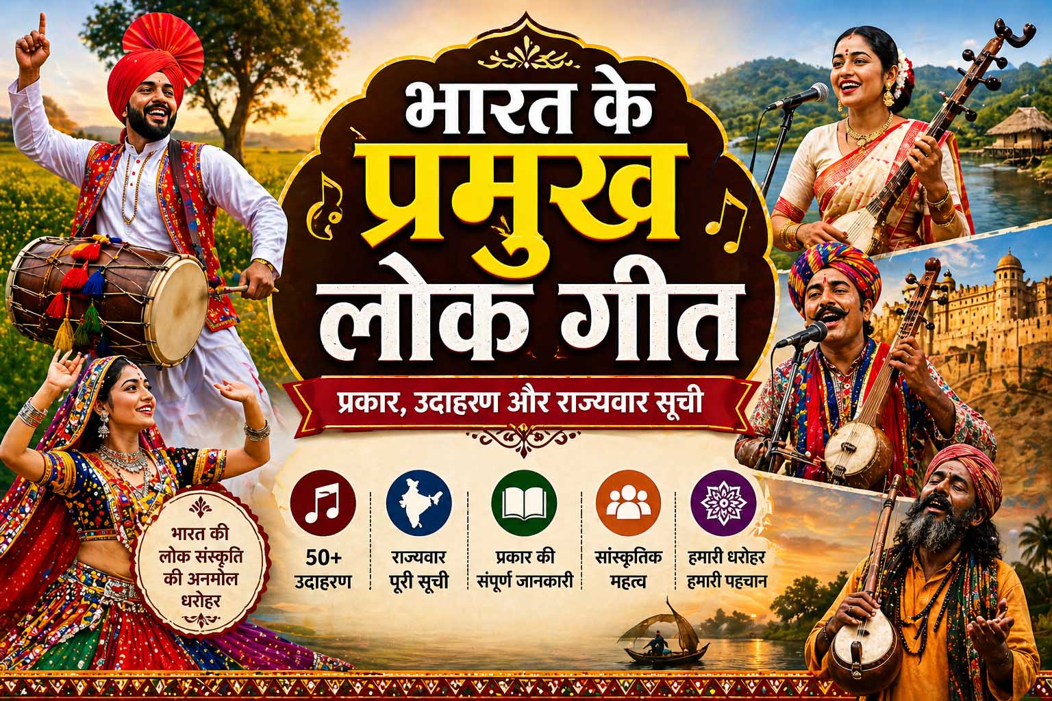 भारत के प्रमुख लोक गीत – प्रकार और राज्यवार सूची
