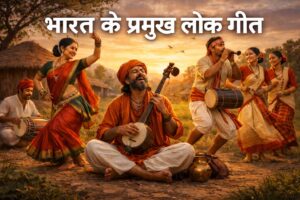 भारत के प्रमुख लोक गीत दर्शाते भारतीय लोक कलाकारों का पारंपरिक प्रदर्शन