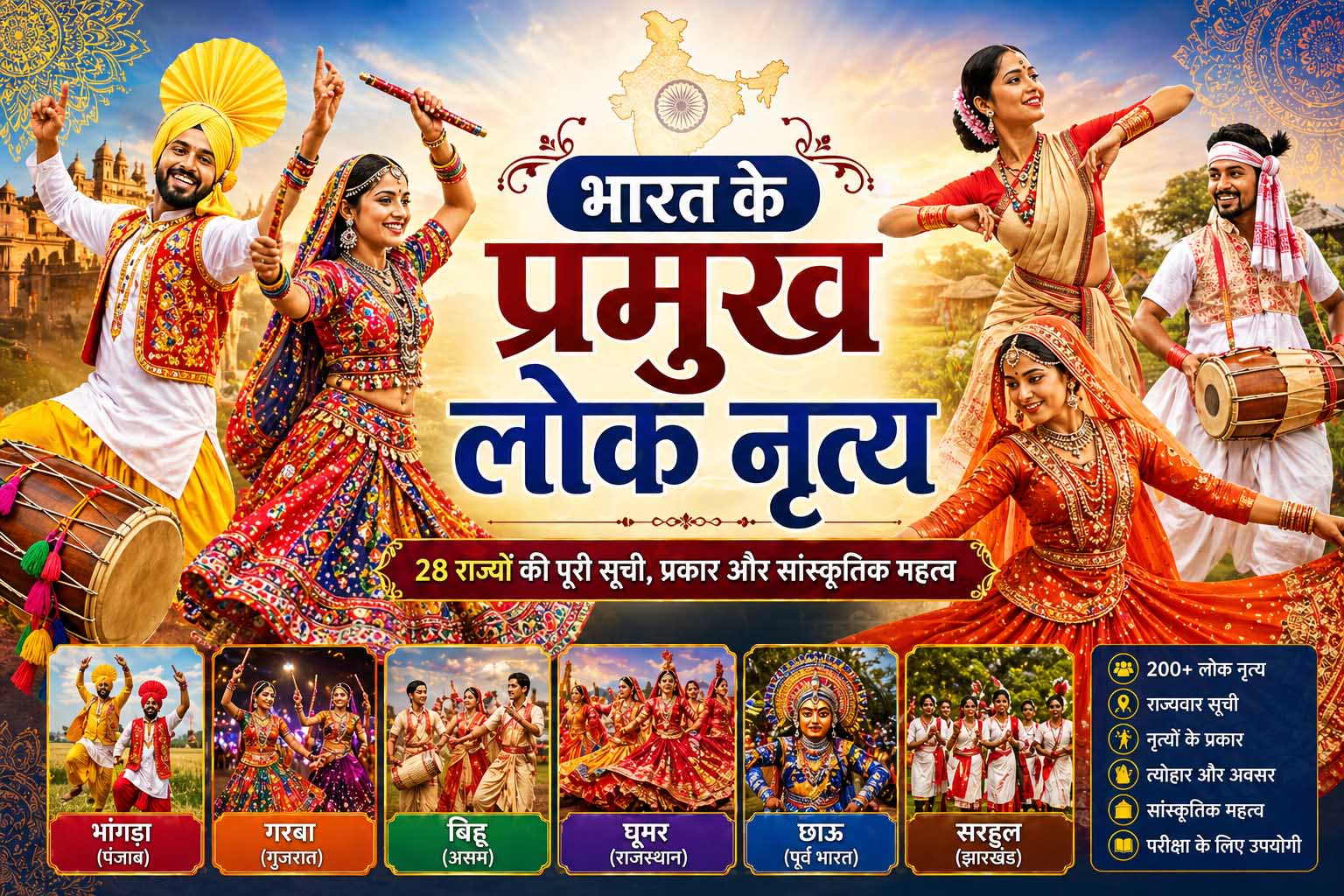 भारत के प्रमुख लोक नृत्य – भांगड़ा, गरबा, बिहू, घूमर और भारतीय सांस्कृतिक नृत्य
