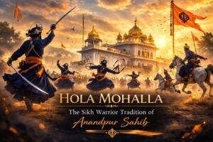 आनंदपुर साहिब में होला मोहल्ला के दौरान निहंग सिख गतका प्रदर्शन करते हुए