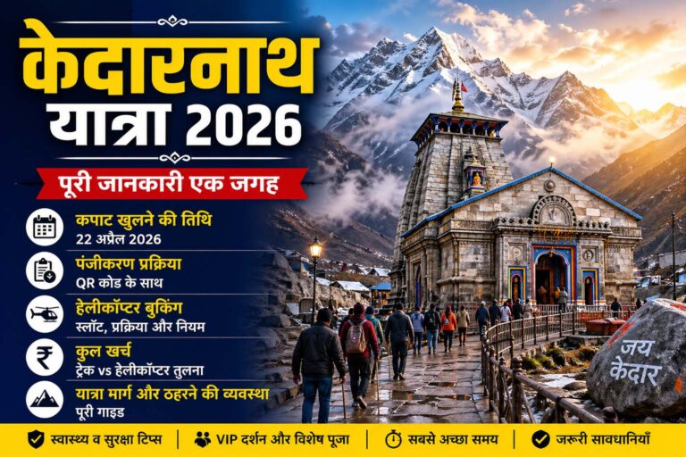 केदारनाथ यात्रा 2026 गाइड, केदारनाथ मंदिर हिमालय, कपाट तिथि पंजीकरण हेलीकॉप्टर जानकारी