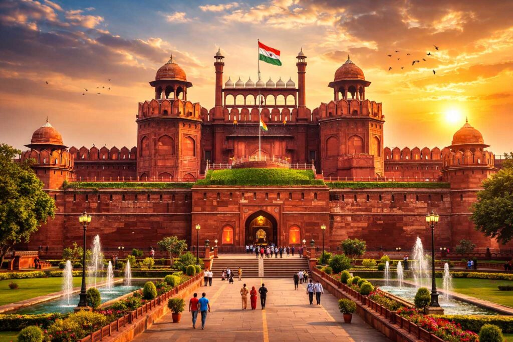 लाल किला दिल्ली सूर्यास्त दृश्य – मुगलकालीन ऐतिहासिक स्मारक