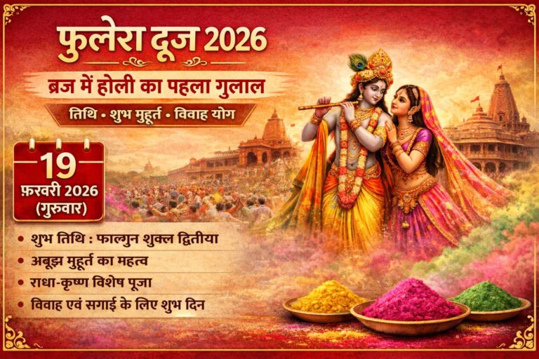 फुलेरा दूज 2026 ब्रज में होली की पहली गुलाल – 19 फरवरी, शुभ तिथि और विवाह योग