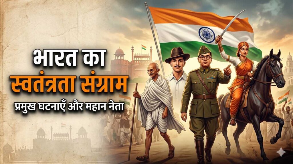 भारत का स्वतंत्रता संग्राम और प्रमुख घटनाएँ तथा महान नेता