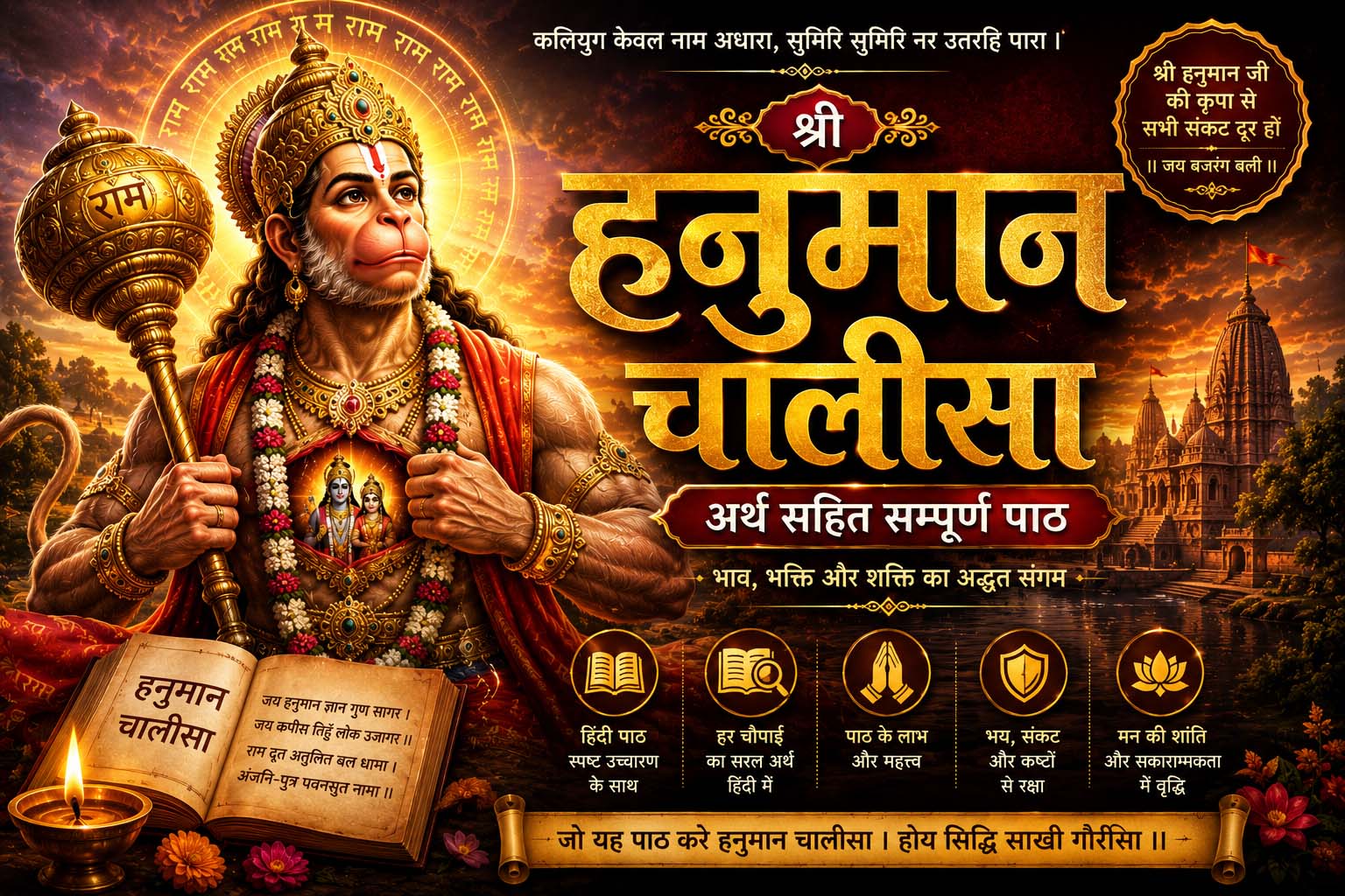 हनुमान चालीसा अर्थ सहित: हर चौपाई का गहरा रहस्य, महत्व और लाभ