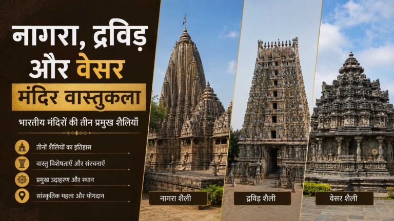 नागर द्रविड़ और वेसर शैली के मंदिरों की वास्तुकला का दृश्य तुलना